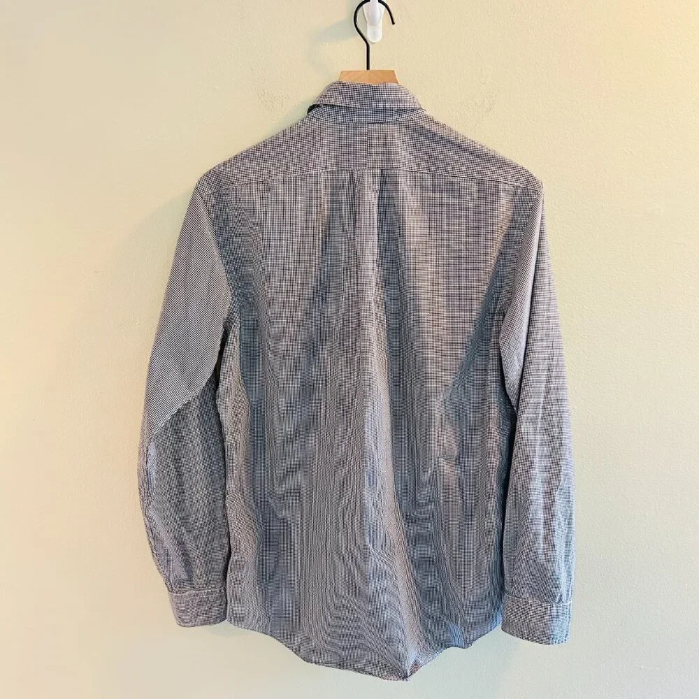 Ralph Lauren Plaid Dress Shirt Mens Size Medium White Navy Gingham Button Down - Picture 8 of 9